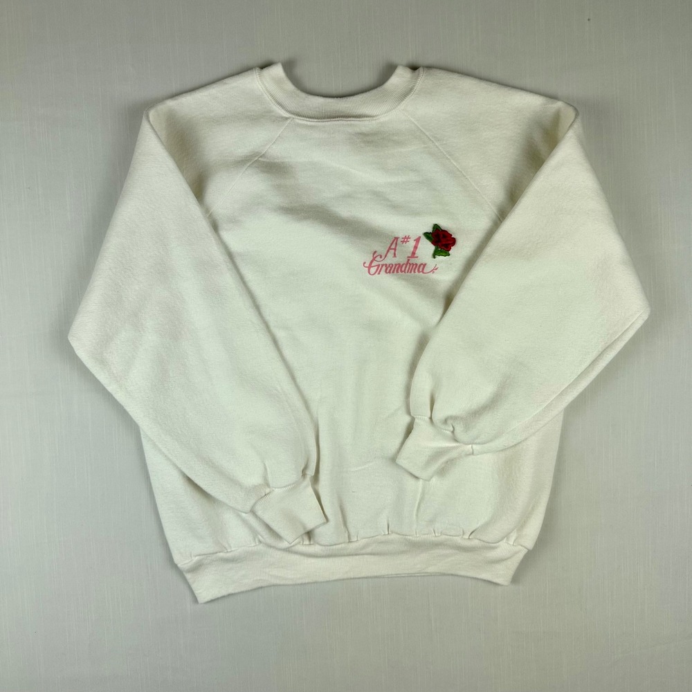 Vintage Sportswear A#1 Grandma Holland Windmill Sweatshirt White Medium M 38-40